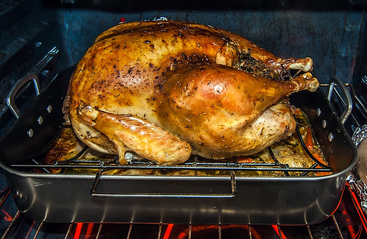 turkey oven dinner meal, meat thermometer